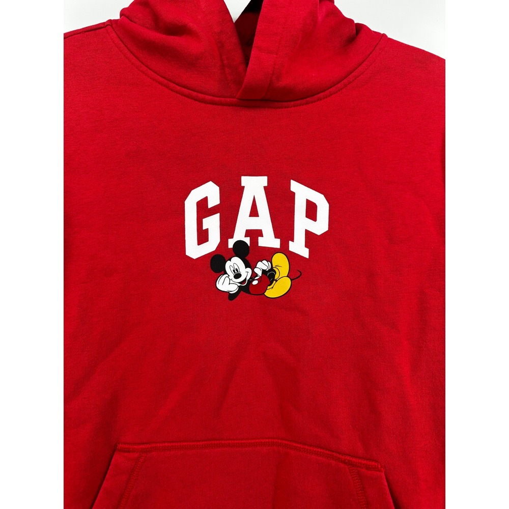 Gap x Disney Hoodie Kids Large 10 Red Mickey Mouse Pullover Fleece - Picture 2 of 8